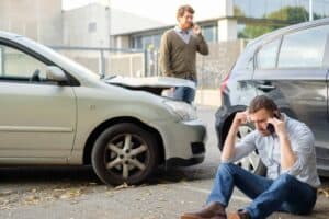 Injured people after being involved in a car accident