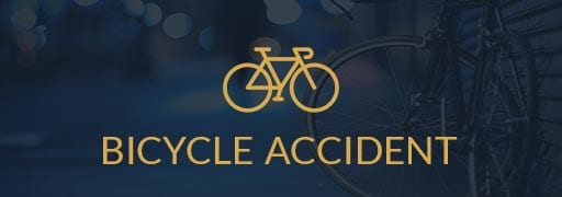 Bicycle accident banner with bike symbol and background photo